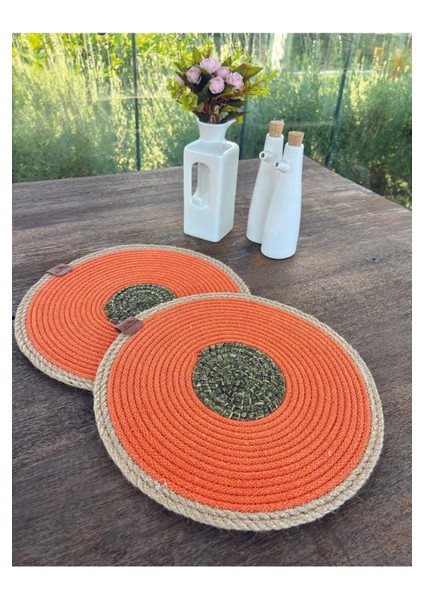 Tekstil 2'li Set Turuncu Amerikan Servis-Leke Tutmaz Natural 33 cm