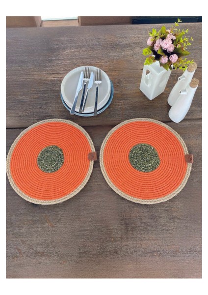 Tekstil 2'li Set Turuncu Amerikan Servis-Leke Tutmaz Natural 33 cm