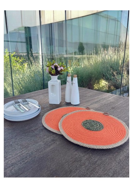 Tekstil 2'li Set Turuncu Amerikan Servis-Leke Tutmaz Natural 33 cm