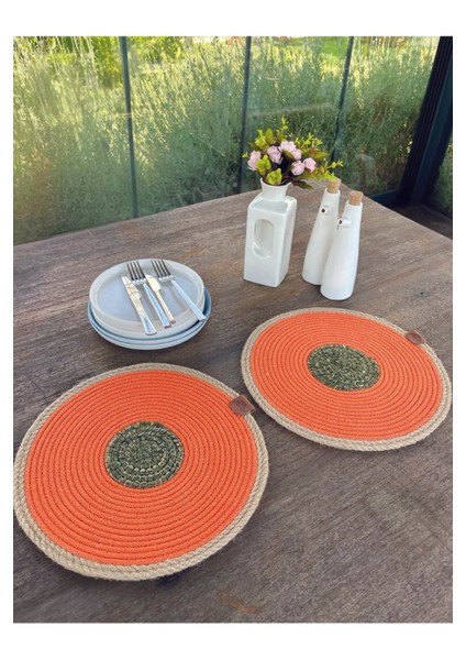 Tekstil 2'li Set Turuncu Amerikan Servis-Leke Tutmaz Natural 33 cm