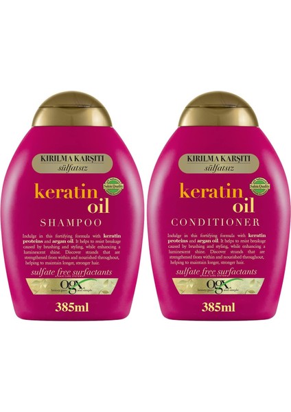 Ogx Keratin Oil Kırılma Karşıtı Sülfatsız 385 ml Şampuan + 385 ml Saç Kremi 2&apos;li Set