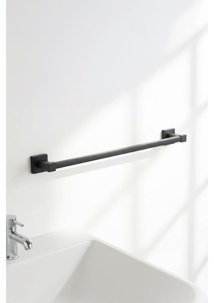 Siyah Yapışkanlı Uzun Havluluk – Kare Topuzlu, (Yapıştır/vidala) Montajlı Dayanıklı Metal Askı - (S-101) - Kts fırsatları