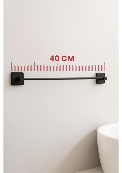 Siyah Yapışkanlı Uzun Havluluk – Kare Topuzlu, (Yapıştır/vidala) Montajlı Dayanıklı Metal Askı - (S-101) - Kts indirimleri