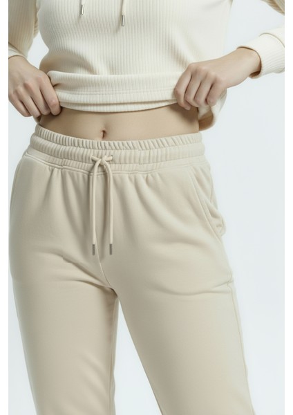 Jogger Paça Eşofman Altı Bej 3013