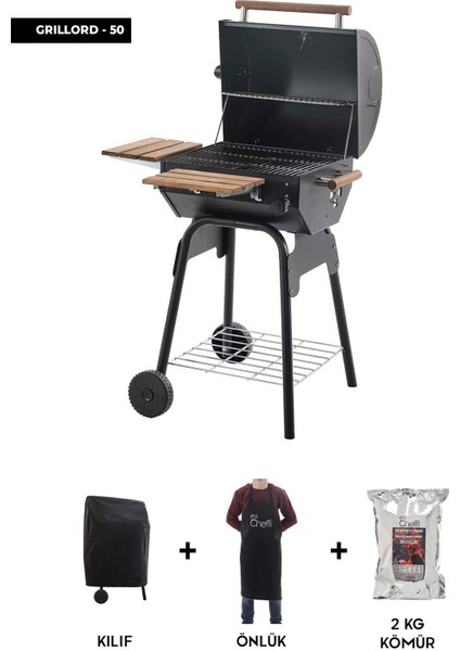 Grillord-50 Kömürlü Barbekü Mangal (Önlük ve Kılıf Hediyeli)