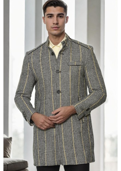 PLT8391 Dewberry Erkek Palto-Ekose Gri-2