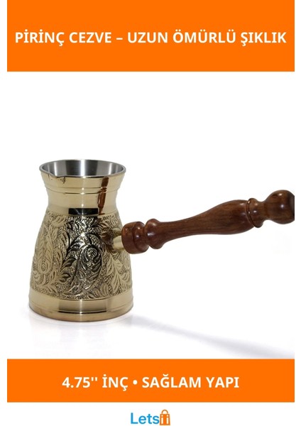 Yüksek Kaliteli Pirinç Cezve 4.75'' Inç Ergonomik Tasarım Kahve Pişirme Aracı