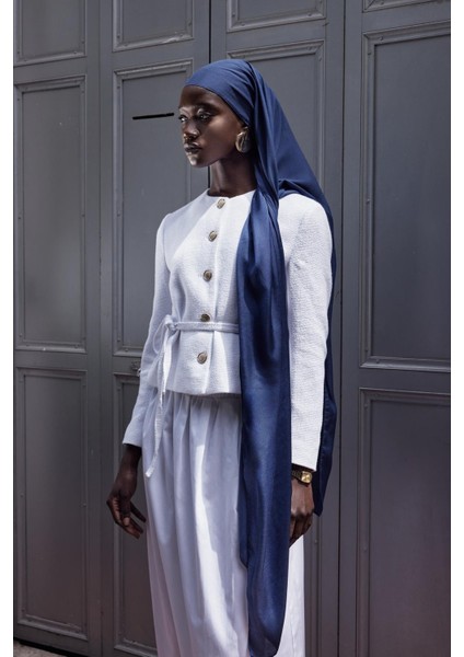 Şantuk Çift Taraflı Ipekli Şal Indigo modelleri