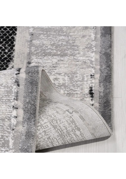 Mancha Çerçeveli Gri Polipropilen ve Polyester Makine Halısı modelleri