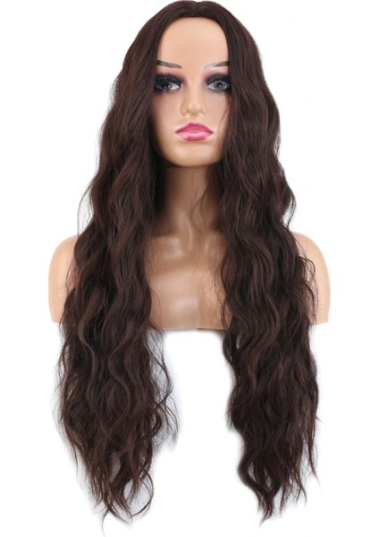 Uzun Su Dalgası Fiber Sentetik Peruk - Kızıl Kahve fiyatları