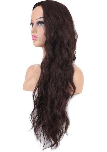 Uzun Su Dalgası Fiber Sentetik Peruk - Kızıl Kahve fırsatları