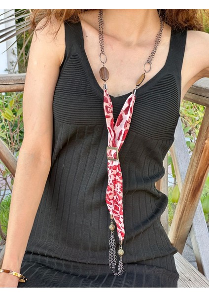 Desenli Kravat Zincirli Kadın Kolye 45 cm modelleri