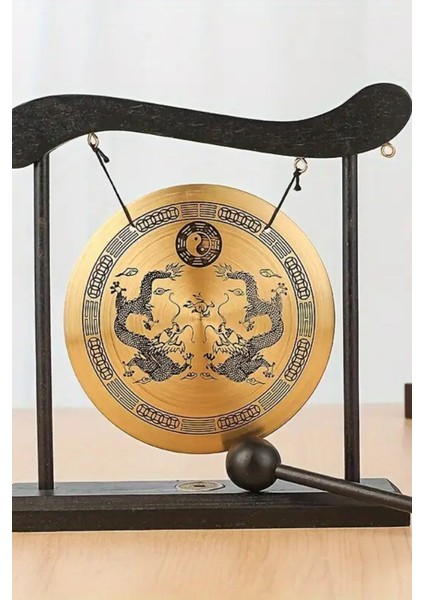 Feng Shui Metal Gong Pirinç Yin Yang Yin Yang Çift Ejderha Masa Üstü