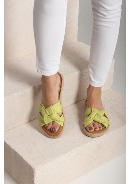 Kadın Hakiki Deri A.yeşil Terlik