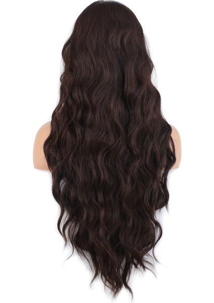 Uzun Su Dalgası Fiber Sentetik Peruk - Kızıl Kahve indirimleri
