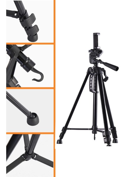 Telefon ve Fotoğraf Makinası Takılabilen Bluetooth Kumandalı 146 cm Tripod