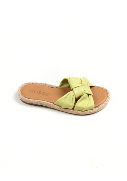 Kadın Hakiki Deri A.yeşil Terlik modelleri