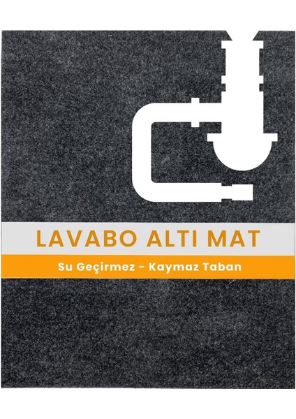 Lavabo Altı Matı Sıvı Geçirmez Kaymaz Taban Evye Dolap Paspası 60X76 cm