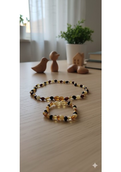 Kehribar Bebek Diş Çıkarma Bileklik ve Kolye Seti – Doğal Baltık Kehribar, Huzur ve Denge Sağlayan El Yapımı Taş Set fiyatları