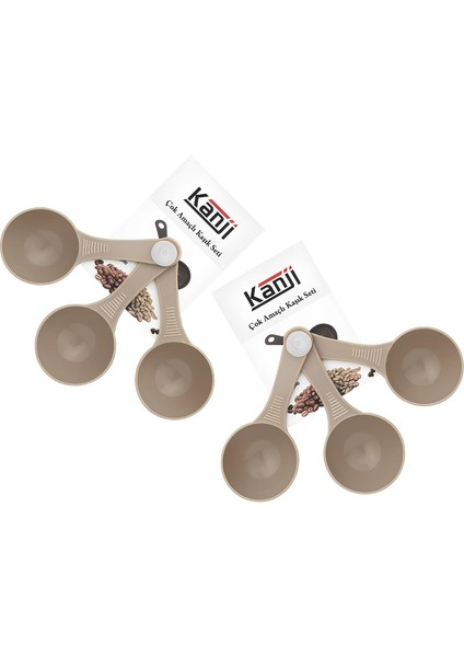 6&apos;lı Bej Ölçü Kaşığı Seti (2 x 3’lü Takım) – 30 ml Plastik Gıda Ölçüm Kaşığı – Kahve, Mama, ve Toz Karışımlar Için Gıda Temasına Uygun Pratik Plastik Kaşık