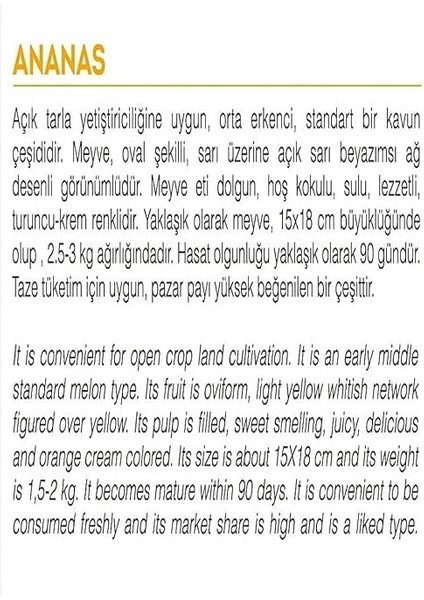 Tarım Ata Tohumu Yerli Kavun Tohumu Ananas 100 Adet Tohum fiyatları