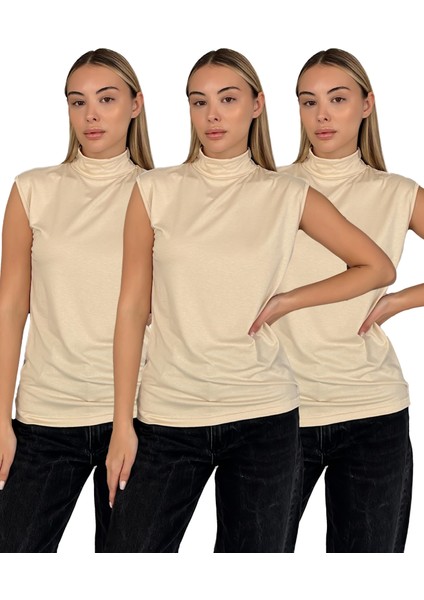 Kadın Sıfır Kol Boğazlı Body 2'li Set