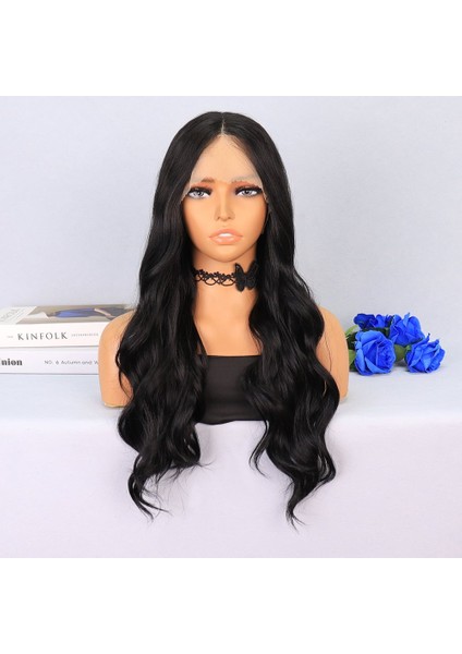Siyah Su Dalgalı Tül Peruk