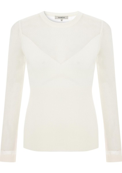 Transparan Detaylı Triko Bluz 26W10863