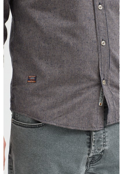 Erkek Pitikare Melanj Desenli Regular Fit Uzun Kollu Gömlek