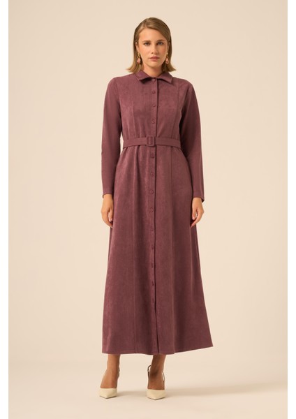 Örme Süet Elbise Mürdüm 31235 fırsatları