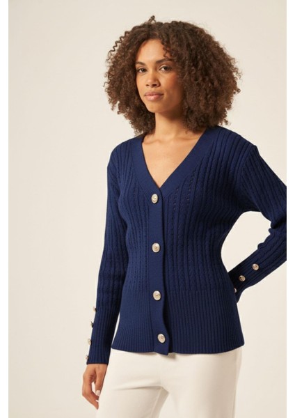 Kadın Saç Örgülü Hırka Koyu Mavi 25168 fiyatları