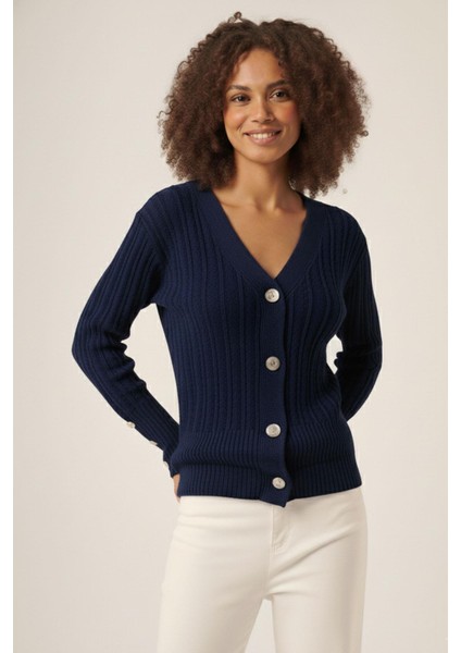 Kadın Saç Örgülü Hırka Koyu Mavi 25168 modelleri