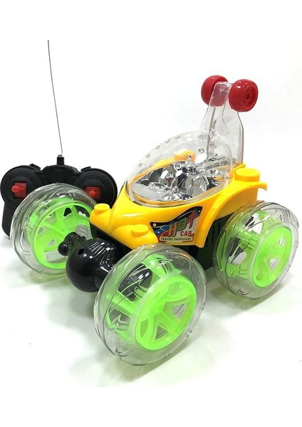 Kumandalı Işıklı Çılgın Akrobat Araba 360 Derece Dönen Tekerlekler Işıklı Büyük Boy