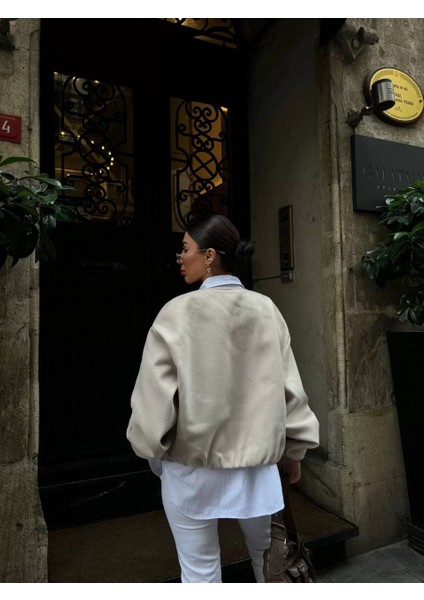 Kaşe Kaşmir Fermuarlı Ceket - Bej fırsatları