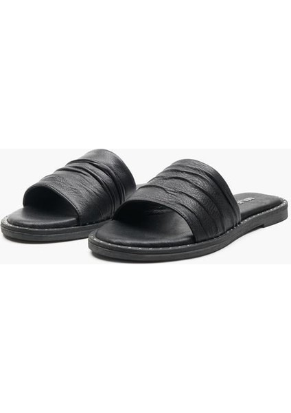 141779 Katlı Bant Detaylı Günlük Terlik Hakiki Deri Siyah fiyatları
