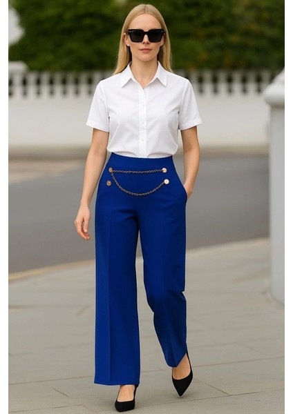 Kadın Beli Zincir Detay Ithal Krep Pantolon fiyatları