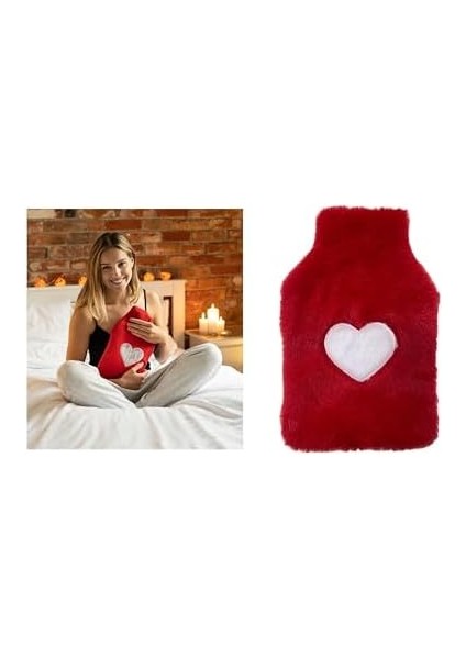 Sıcak Su Torbası Peluş Kalpli,kırmızı Termofor 27X17X2CM 1 Litre modelleri