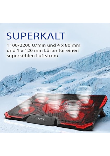 Notebook Soğutucu Stand| 5 Adet Sessiz Fanlı Laptop Soğutma Pedi, 2200 Rpm, Ayarlanabilir Fan Sistemi, Ledli, 14–17 Inç Uyumlu fiyatları