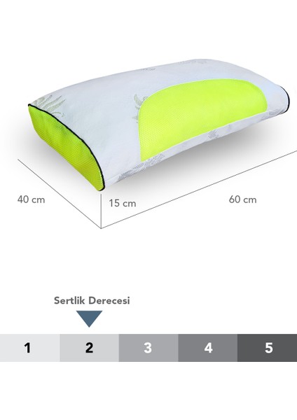 2 Adet Gold Serisi Klimalı Çocuk Yastığı,aloe Vera Kumaşlı Cilt Dostu Ortopedik Visco Parçacıklı Yastık Yıkanabilir Kılıflı 1200 gr