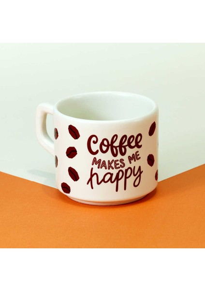 Kahve Çekirdeği Desenli Seramik Kupa