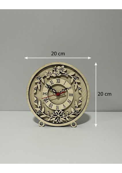 Doğal Ahşap Çiçek Desenli Masa Saati 20X20 Modern Tasarım indirimleri