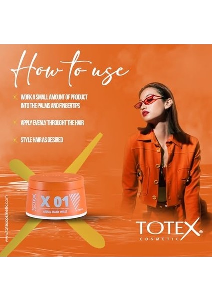 Totex x 01 Saç Şekillendirici Aqua Jel Wax | Yüksek Tutuş & Maksimum Kontrol | Unisex Parfüm Kokulu 150ML