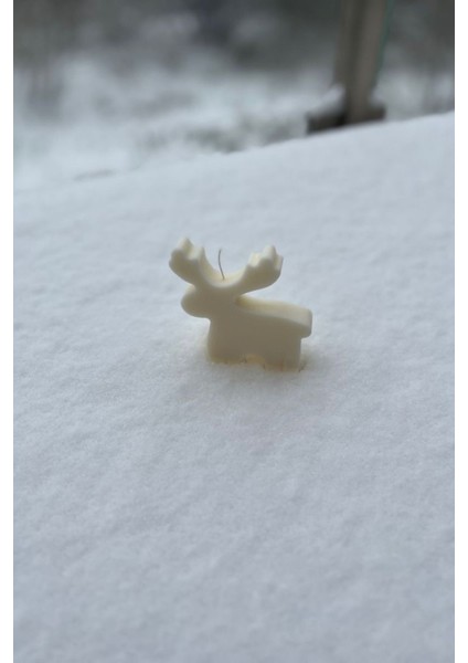Beyaz Ren Geyiği Christmas Yılbaşı Mumu