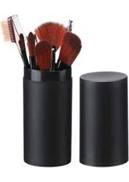 Profesyonel 12’li Makyaj Fırça Seti – Silindir Kutu | Sıyah Renk | Pudra, Allık, Far ve Kontür Fırçaları | Dökülme Yapmayan Yumuşak Kıllar modelleri