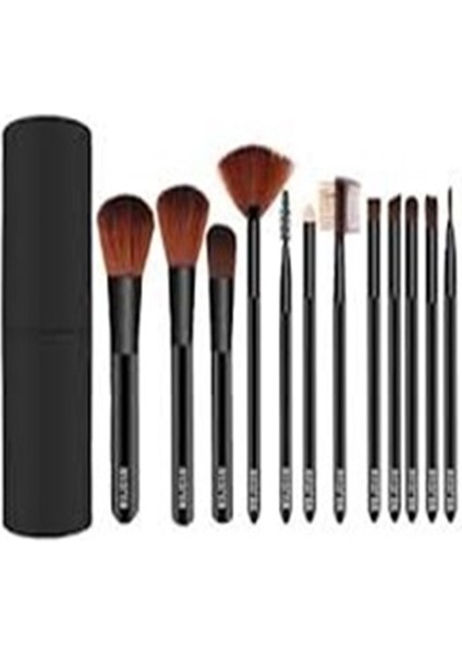 Profesyonel 12’li Makyaj Fırça Seti – Silindir Kutu | Sıyah Renk | Pudra, Allık, Far ve Kontür Fırçaları | Dökülme Yapmayan Yumuşak Kıllar indirimleri