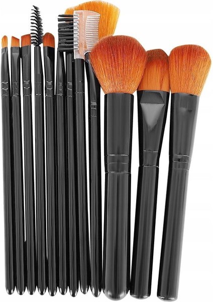 Profesyonel 12’li Makyaj Fırça Seti – Silindir Kutu | Sıyah Renk | Pudra, Allık, Far ve Kontür Fırçaları | Dökülme Yapmayan Yumuşak Kıllar