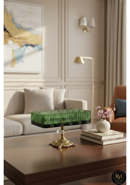 El Yapımı Kristal Paris Desenli Baton Dekoratif Sunumluk Sofra Sunum Kasesi