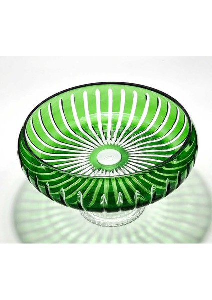 El Yapımı Kesme Kristal Vertical Desen 28 cm Dekoratif Sunumluk Ayaklı Sofra Sunum Kasesi fırsatları