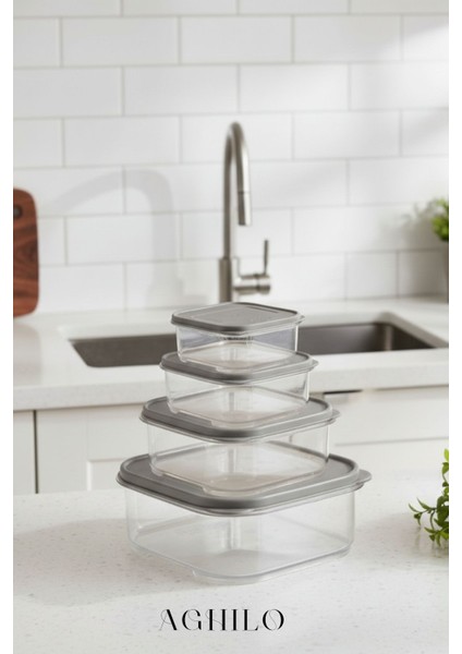 4’lü Saklama Kabı Seti – Kapaklı Vakumlu Gıda / Erzak Kutuları modelleri