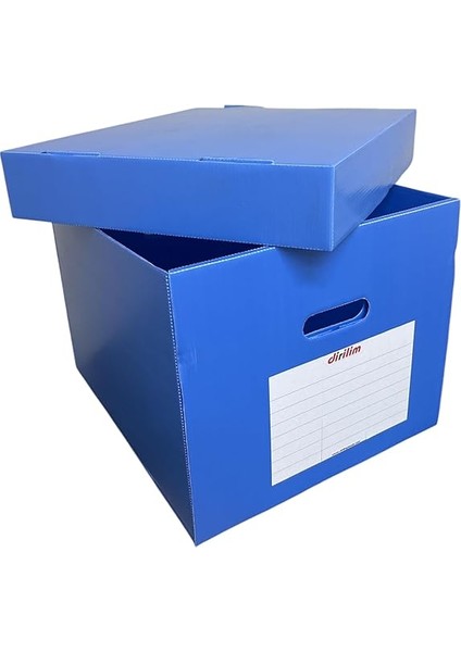 Plastik Arşiv Kutusu 41X35X30H Geniş 5 Klasör Kapasiteli Mavi Renkli Oluklu Plastik Arşiv ve Taşıma Kutusu Sağlam ve Suya Dayanıklı Corrugated Plastic Sheets Ofis Kutusu Office Box (10) fiyatları